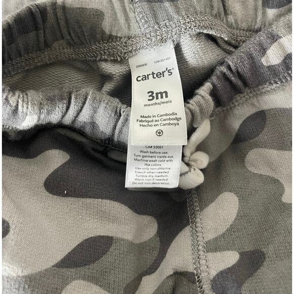 Carters Bundle Set of 2 Boys Gray Camo Camouflage Sweat Shorts Size 3 Months - Picture 7 of 7